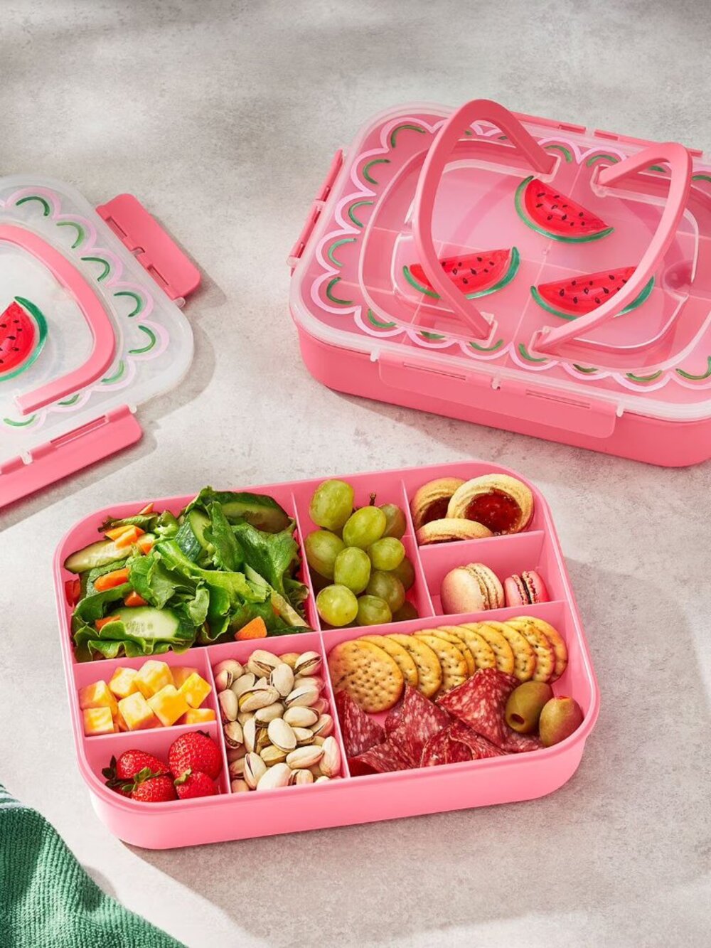 Member's Mark 2-Pack Watermelon Design Snackle Box Food Storage on the Go NWT